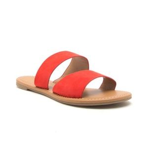 Blood Orange Double Strap Slide Flat Sandal